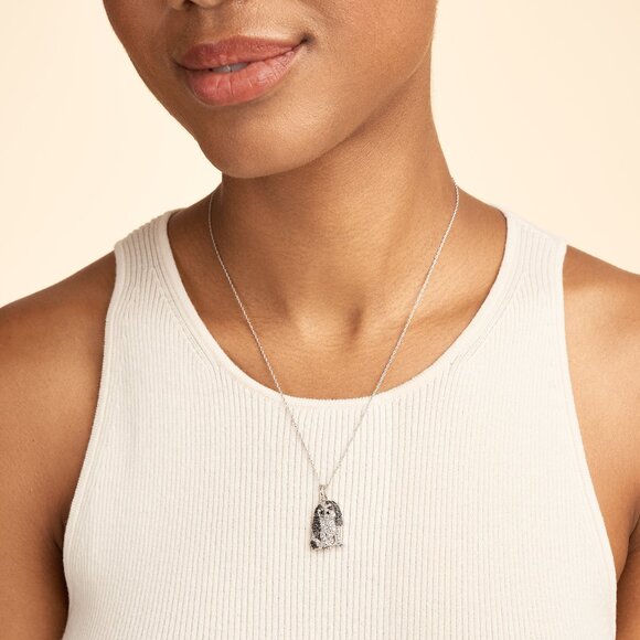 Cavalier King Charles Sterling Silver Pendant Cubic Zironia Crystal Necklace - Picture 3 of 6